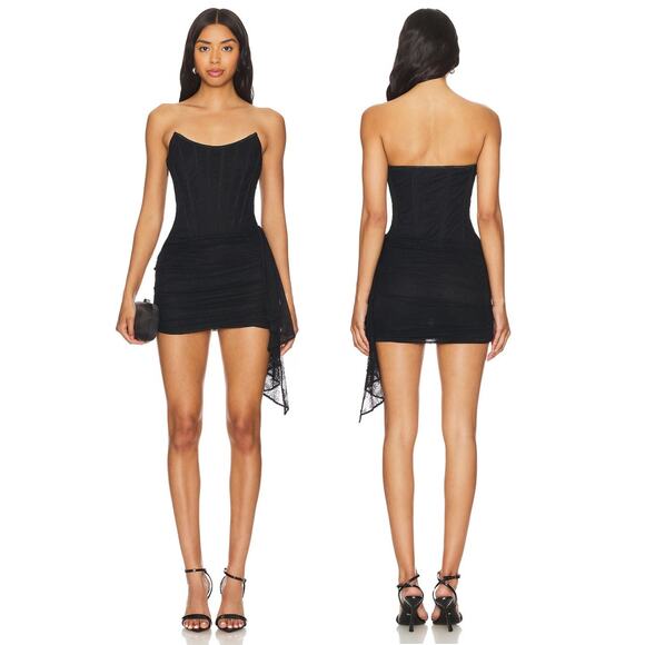 NBD Lynette Lace Corset Mini Dress Strapless Sexy Chic Party Cocktail Black Sz S - Picture 1 of 12